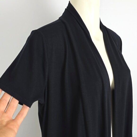 CLEO Women's Black Open Front Short Sleeves Drapy Soft Stretch Size Large - Picture 3 of 10